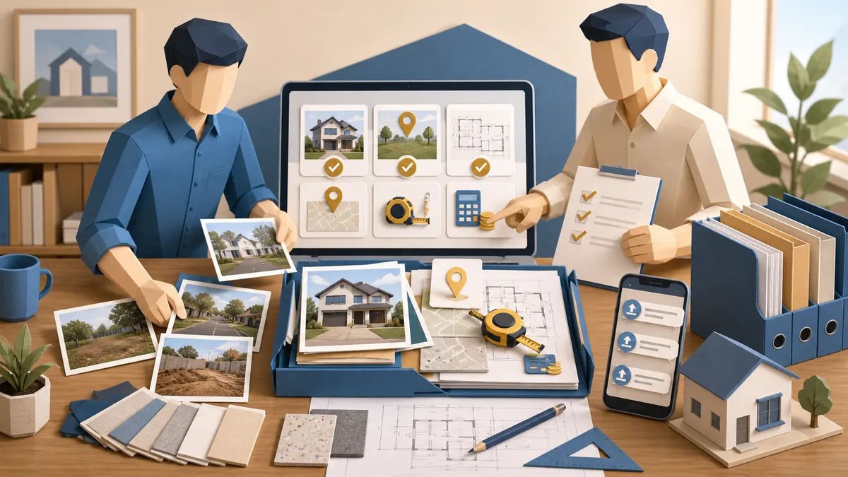 Data yang perlu dikirim sebelum konsultasi bangun rumah dengan foto kondisi, lokasi, ukuran area, denah, budget, RAB, dan material